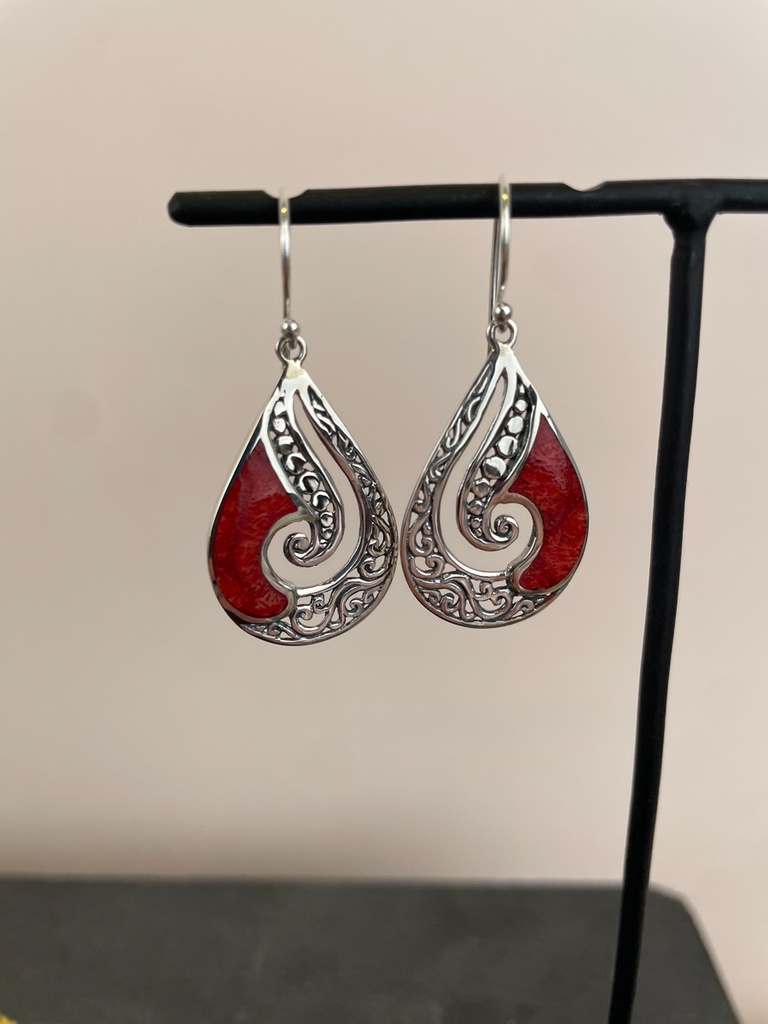 Boucles d'oreilles Argent 925 - Corail [1808]
