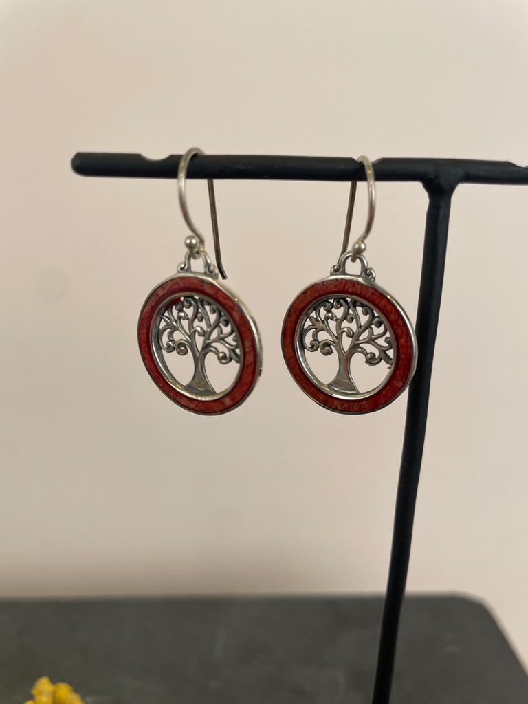Boucles d'oreilles Argent 925 - Corail [1810]
