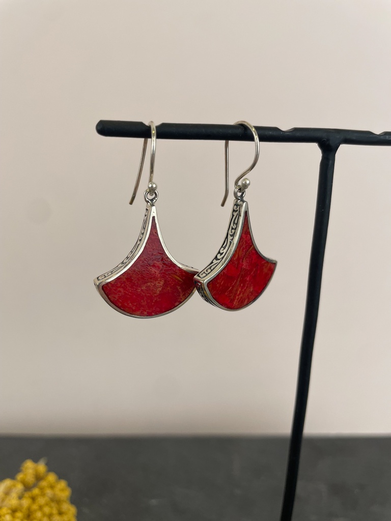 Boucles d'oreilles Argent 925 - Corail [1827]