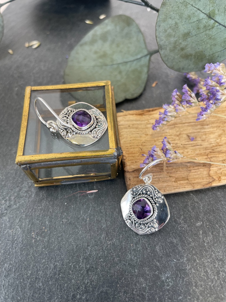 Boucles d'oreilles Argent 925 - Améthyste [1832]