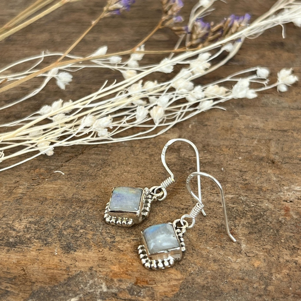 Boucles d'oreilles Argent 925 - Pierre de Lune [1944]