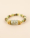 Bague - Taille Unique - Œil de Tigre, Tourmaline Verte, Péridot, Jade, Obsidienne, Jaspe & Perles Dorées - Muja Juma