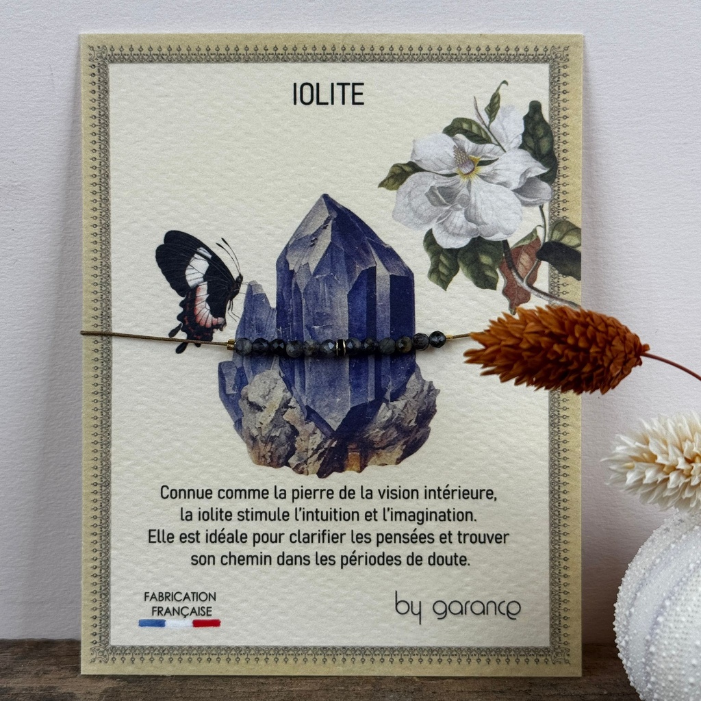 Bracelet 'Casy' - Acier & laiton doré 2µ - Iolite - By Garance