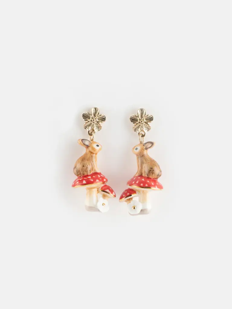 Boucles d'oreilles pendantes 'Lapin et Champignon' - Nach