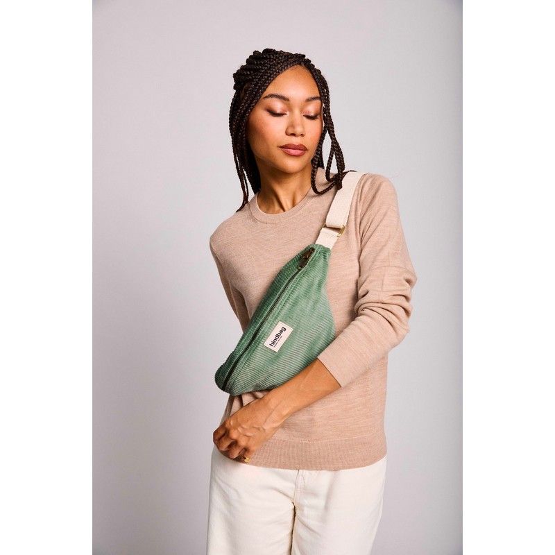 Sac banane 'Olivia' – Velours vert d'eau – Hindbag