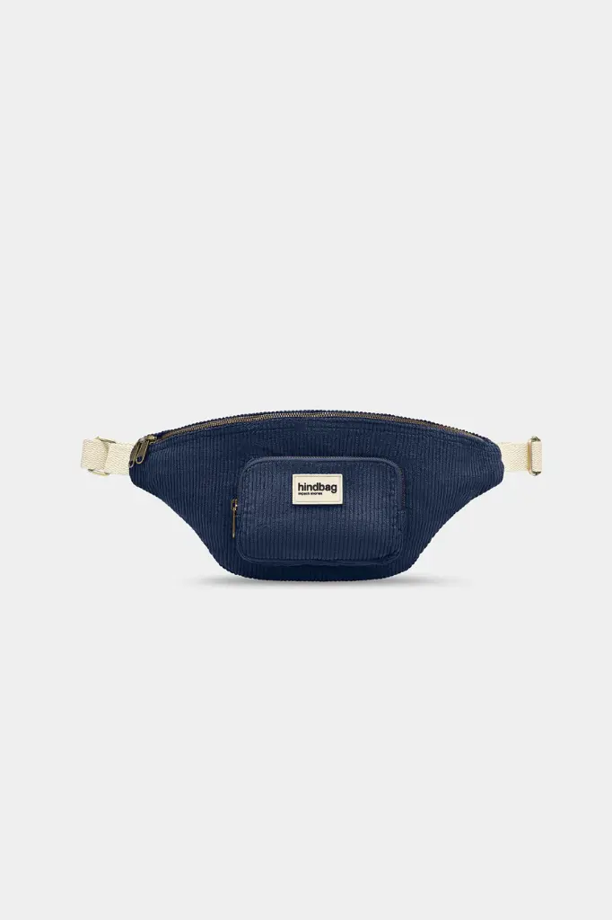 [HIND-7HINDSOFIA_VEL_BM] Sac banane XL 'Sofia' – Velours marine – Hindbag