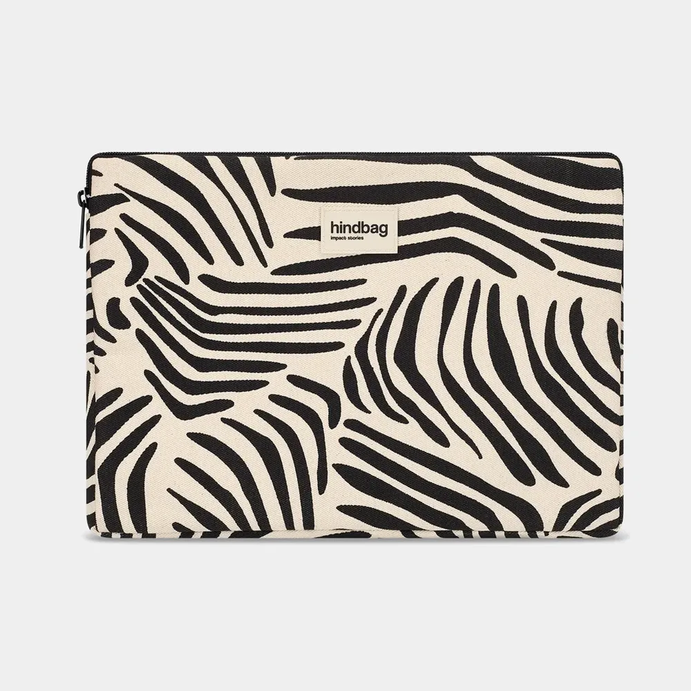 Housse d'ordi 'Ava' – Taille S – Zèbre écru – Hindbag