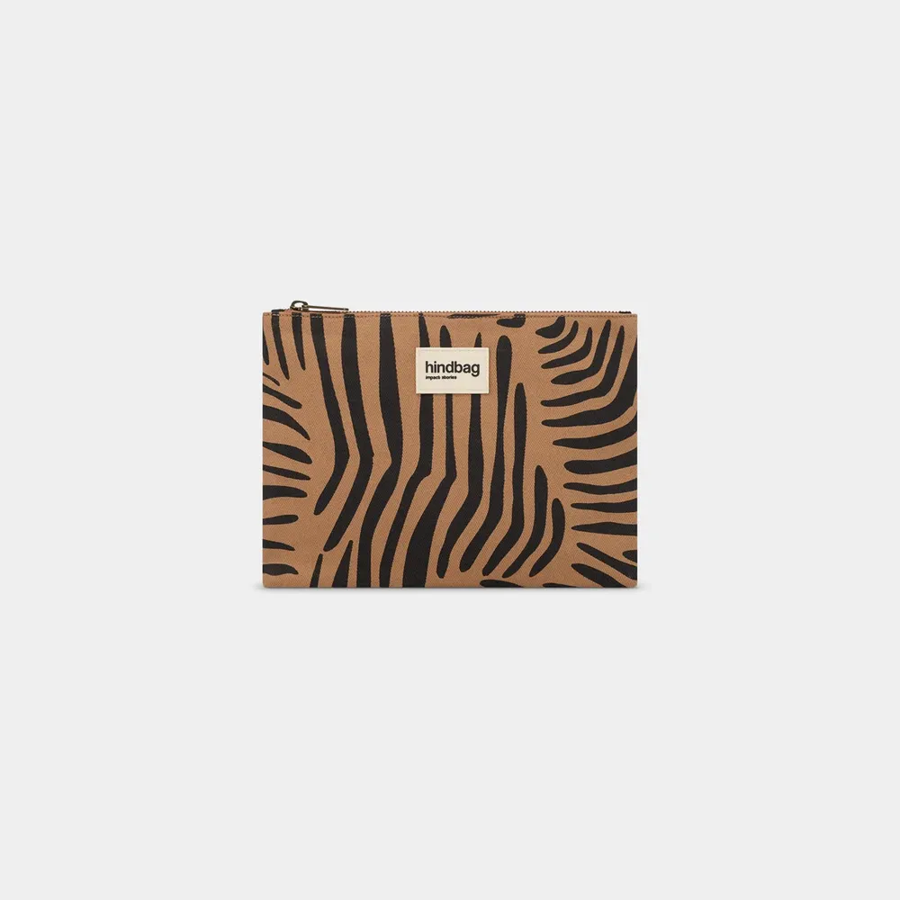[HIND-7HINDEMA_TIGRE_C] Pochette 'Ema' – Zèbre cannelle – Hindbag