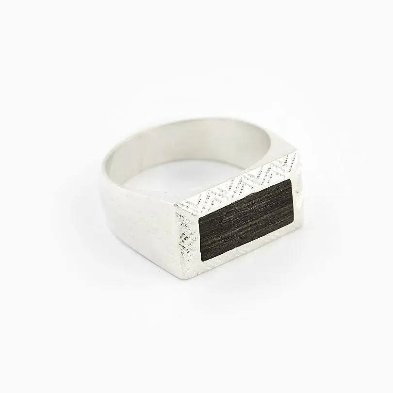 Bague 'Nour' – Argent & ébène – Ombre Claire