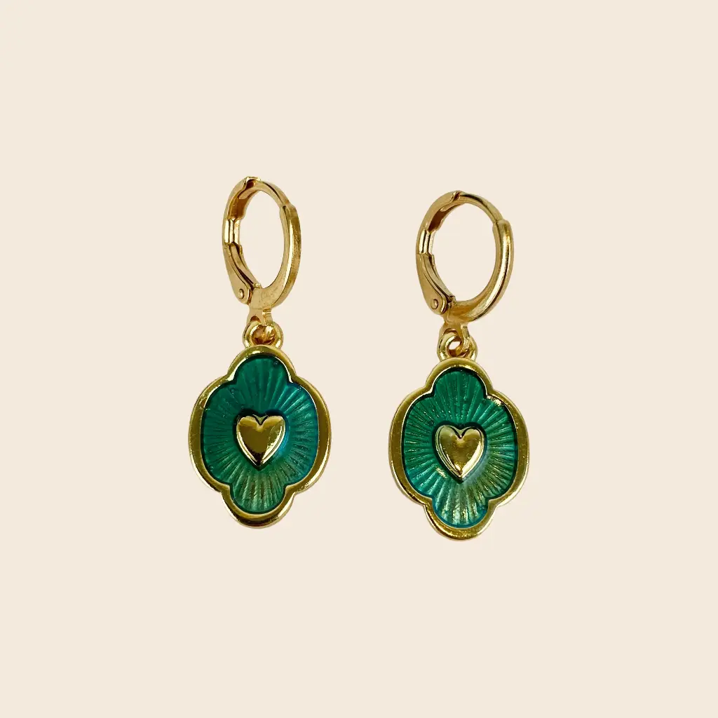[GAR-IKER-BO-TURQUOISE] Boucles d'oreilles 'Iker' – Turquoise – Laiton doré 2µ – By Garance