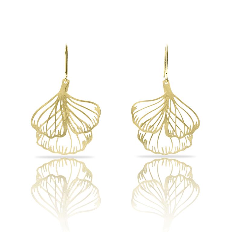 [RAS-3053009] Boucles d'oreilles 'Gingko Biloba' – Laiton plaqué or – RAS