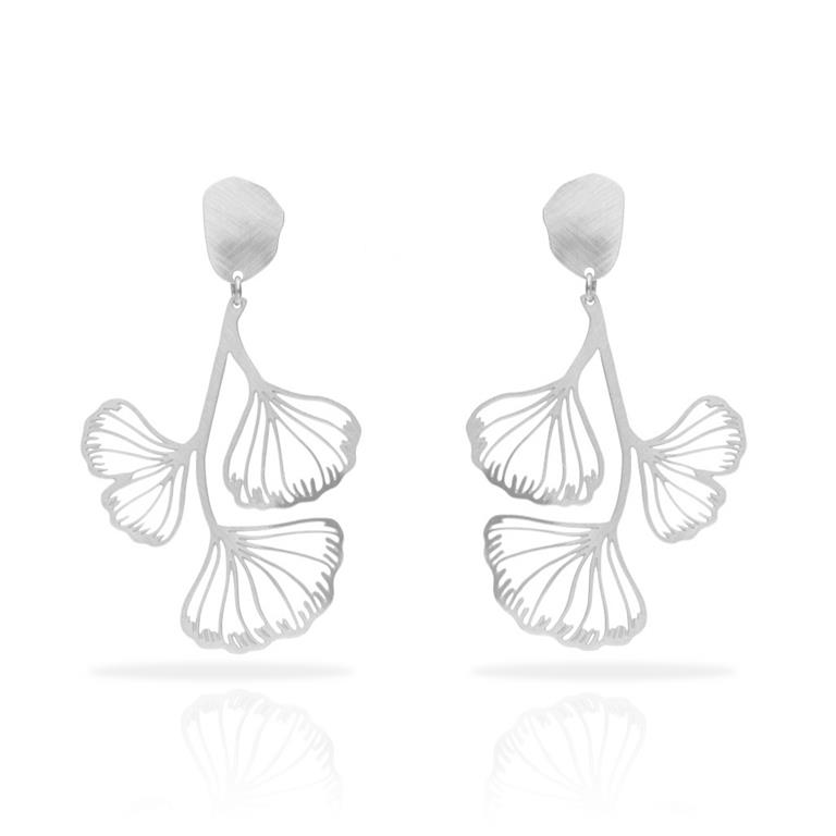 [RAS-3053022] Boucles d'oreilles 'Gingko Biloba' – Laiton plaqué argent – RAS