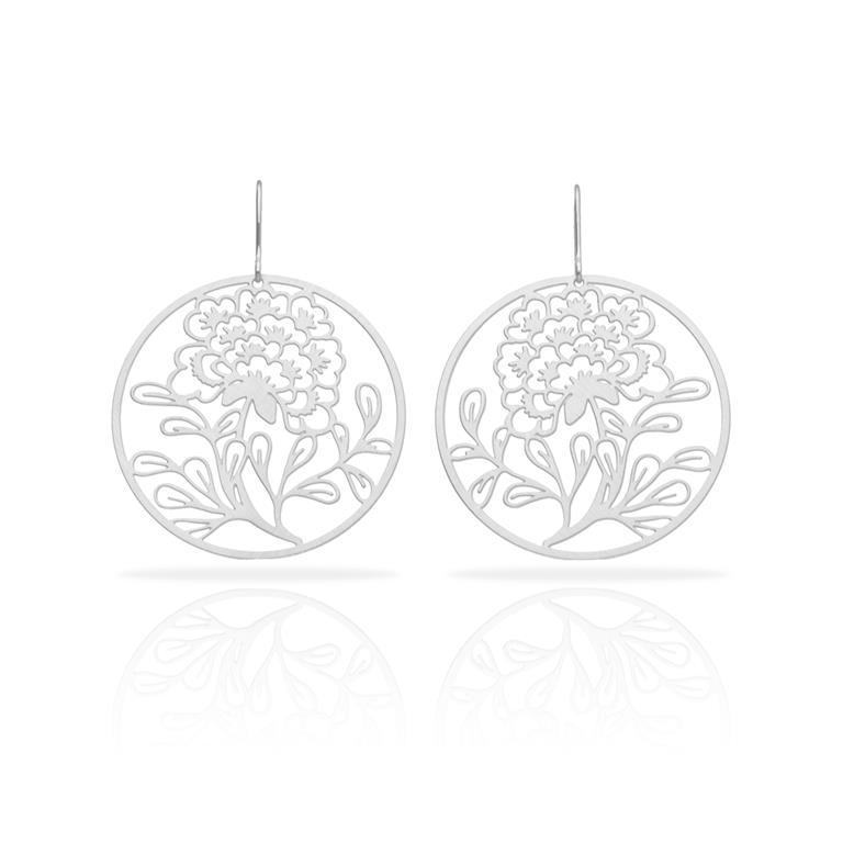 [RAS-3098005] Boucles d'oreilles 'Porcelana Flor' – Laiton plaqué argent – RAS