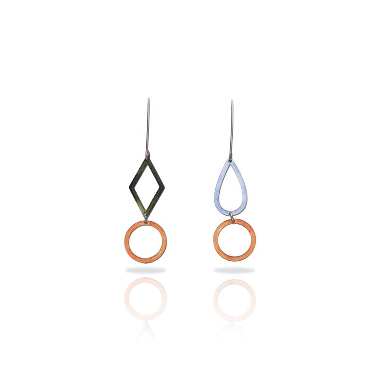 [RAS-3117007] Boucles d'oreilles dépareillées 'Eira Duo Ring' – Laiton plaqué argent – RAS
