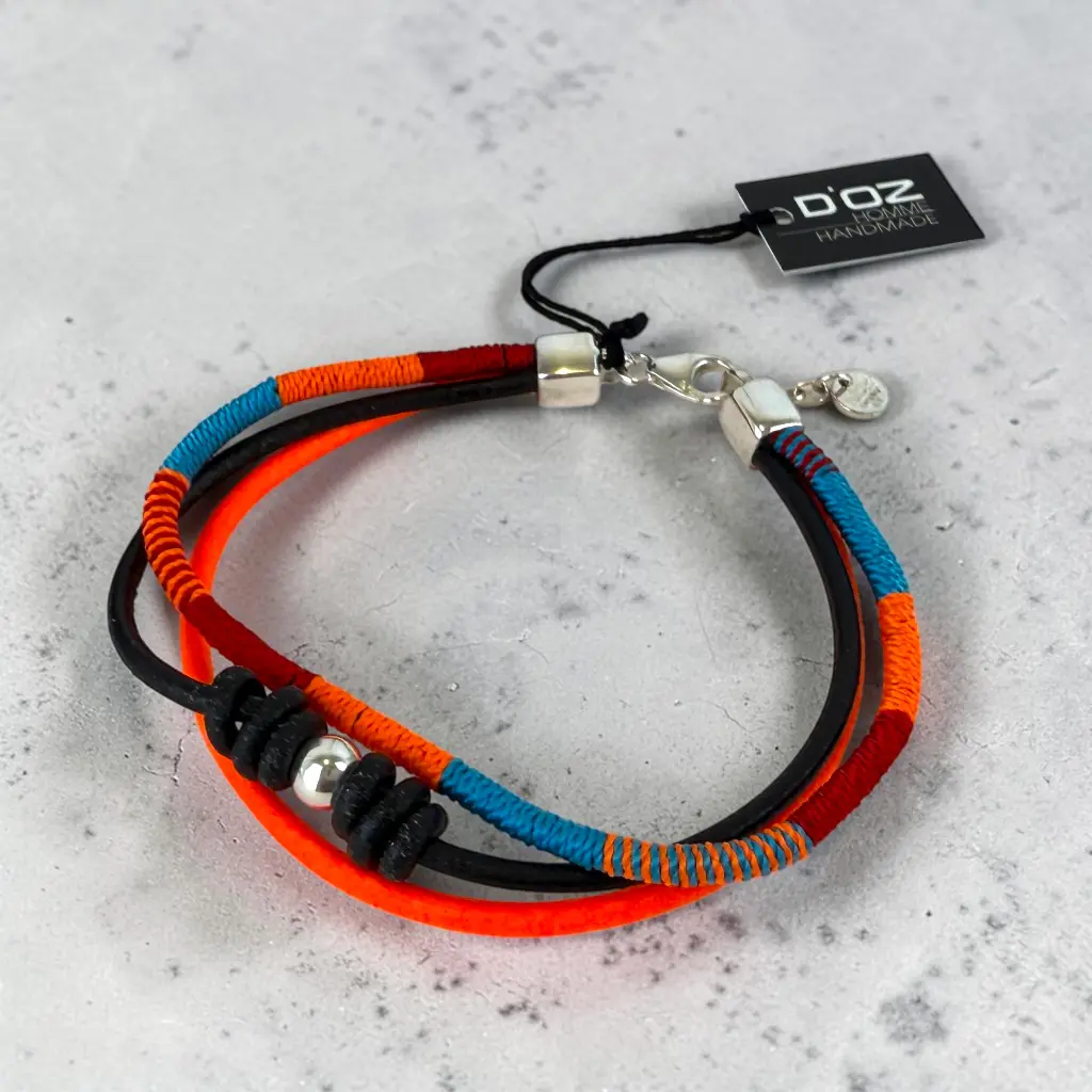 Bracelet – Cuir & argent 925 – Medium – D'Oz Homme