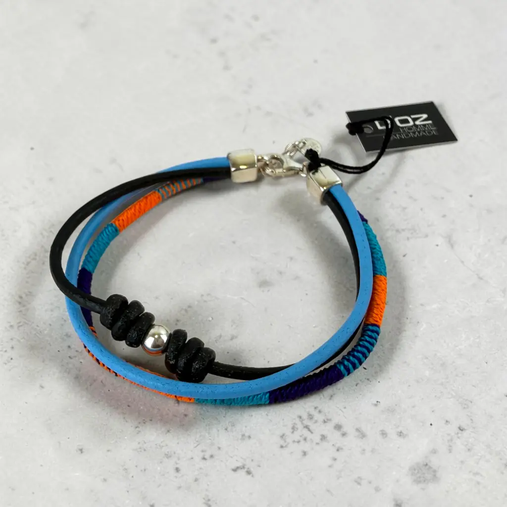 Bracelet – Cuir & argent 925 – Medium – D'Oz Homme