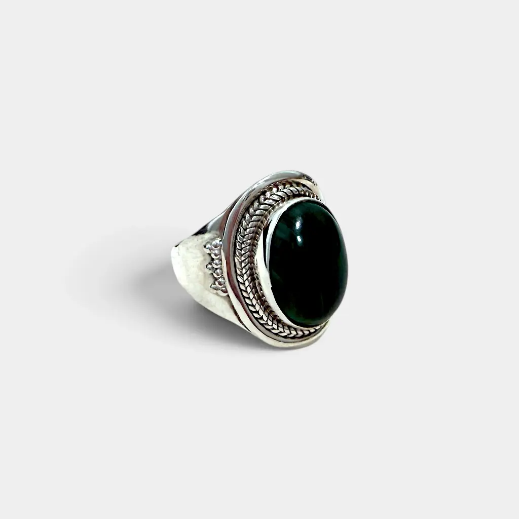 [BAAR-3633-58] Bague – Argent 925 – Malachite – Taille 58 [3633]