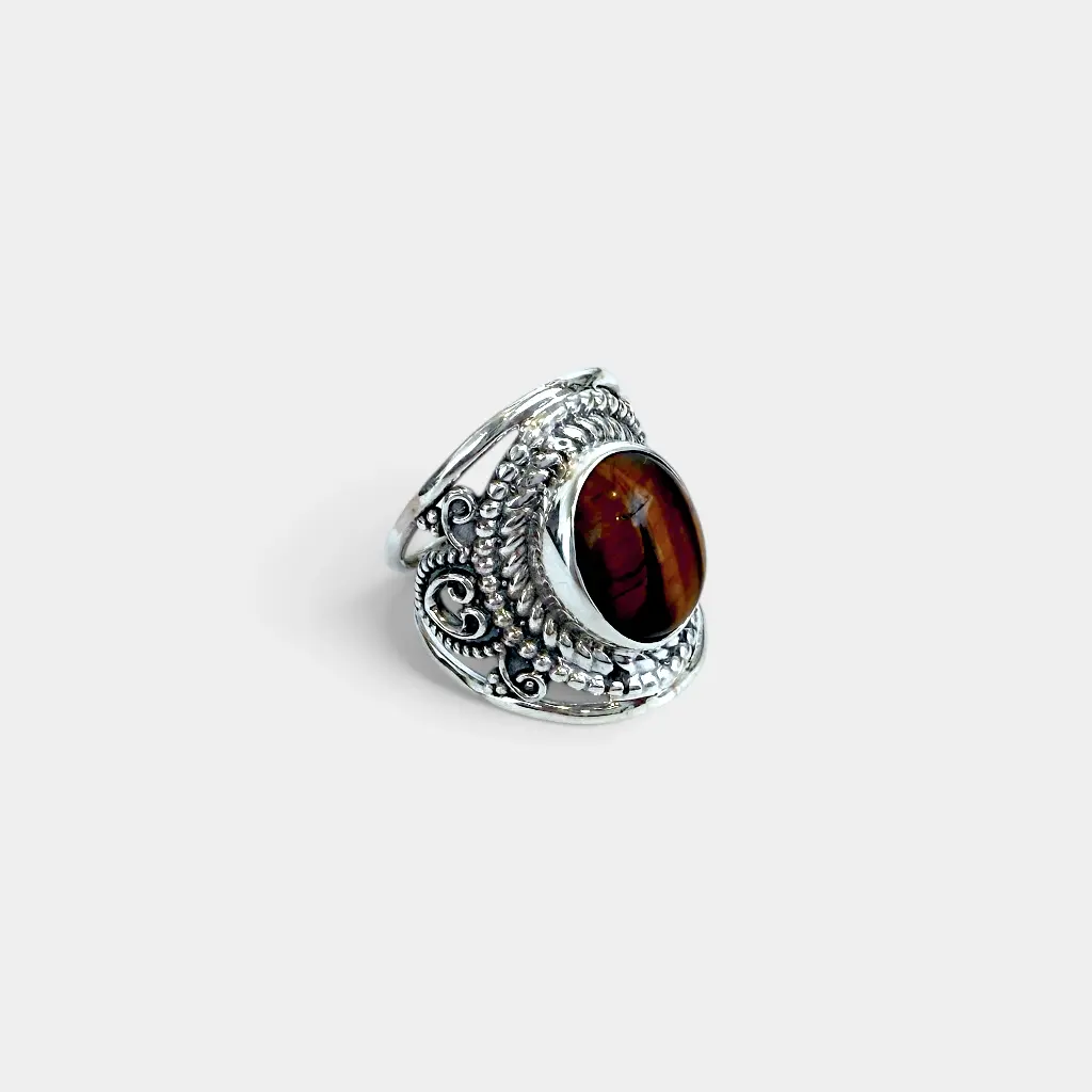 [BAAR-3645-49] Bague – Argent 925 – Œil de Tigre – Taille 49 [3645]