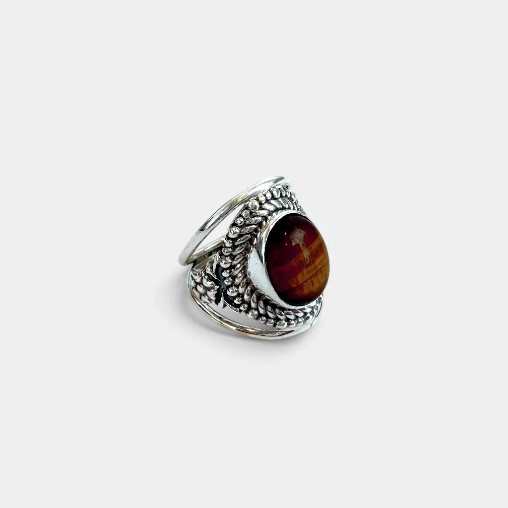 [BAAR-3647-48] Bague – Argent 925 – Œil de Tigre – Taille 48 [3647]