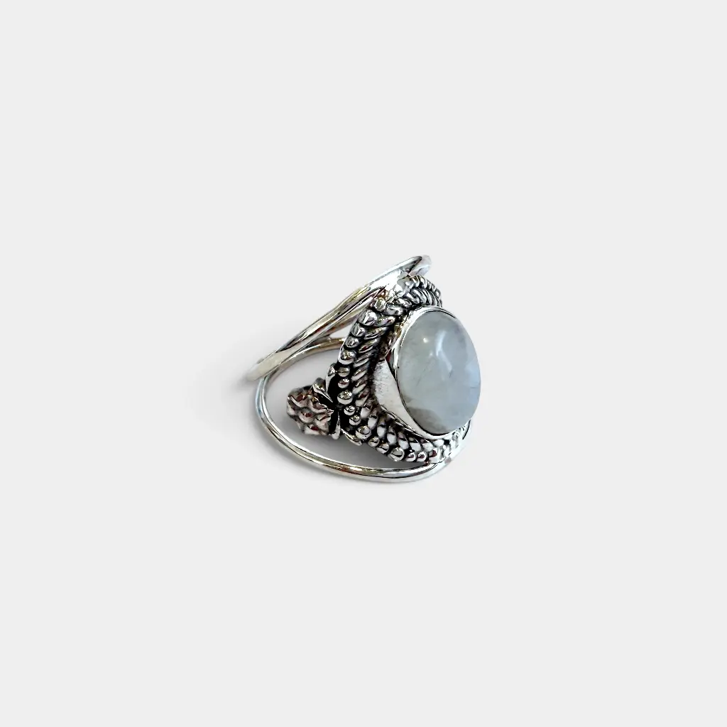 [BAAR-3648-60] Bague – Argent 925 – Pierre de Lune – Taille 60 [3648]