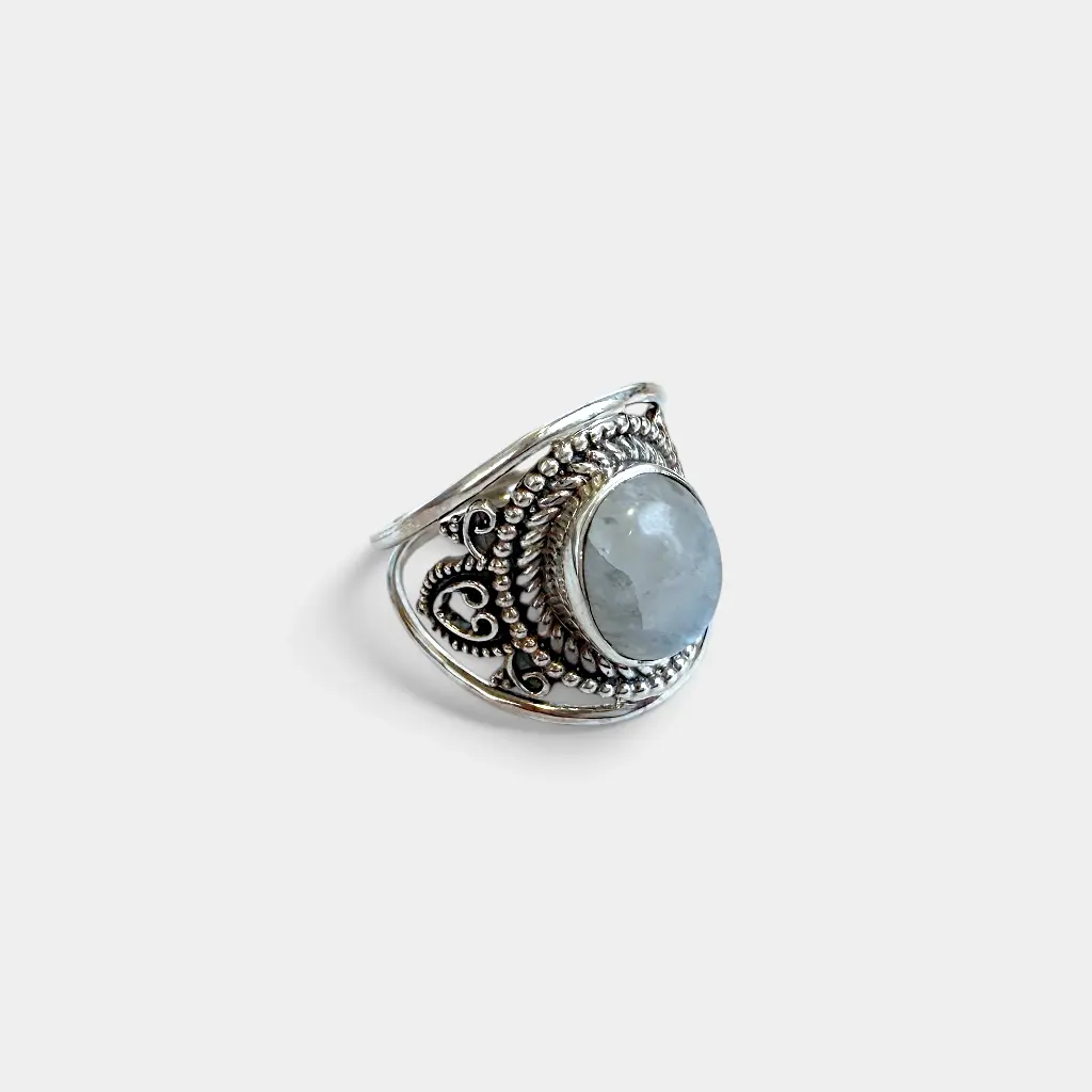 [BAAR-3649-61] Bague – Argent 925 – Pierre de Lune – Taille 61 [3649]