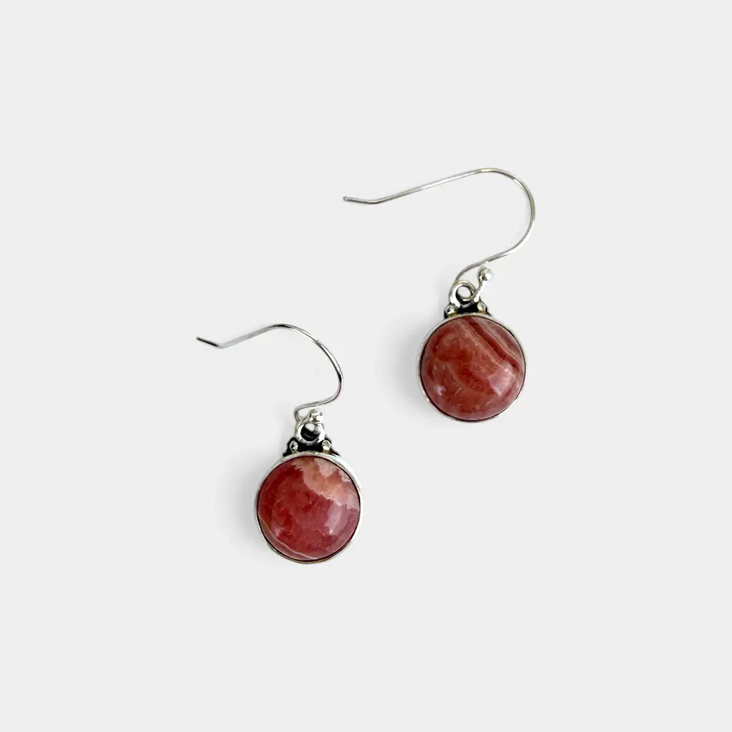 [BOAR-2078] Boucles d'oreilles – Argent 925 – Rhodocrosite [2078]