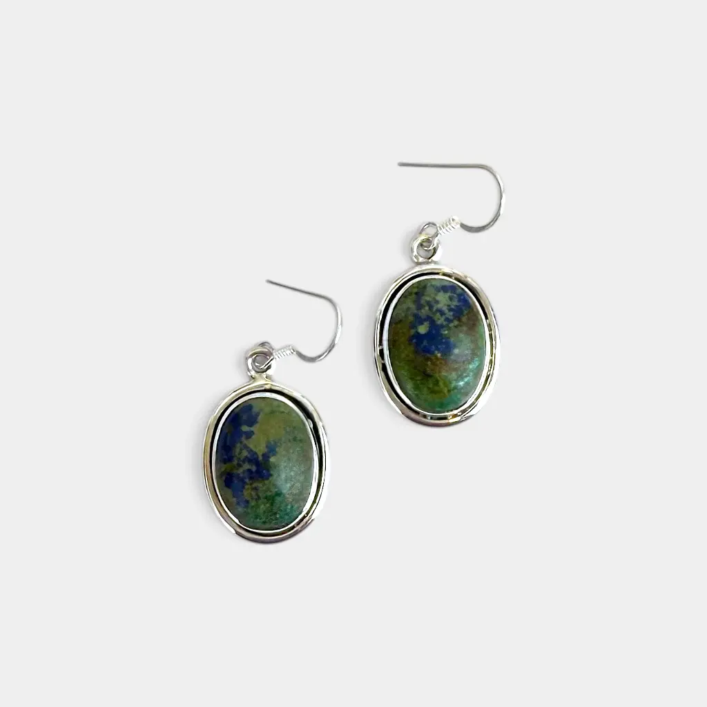 [BOAR-2080] Boucles d'oreilles – Argent 925 – Azurite Malachite [2080]