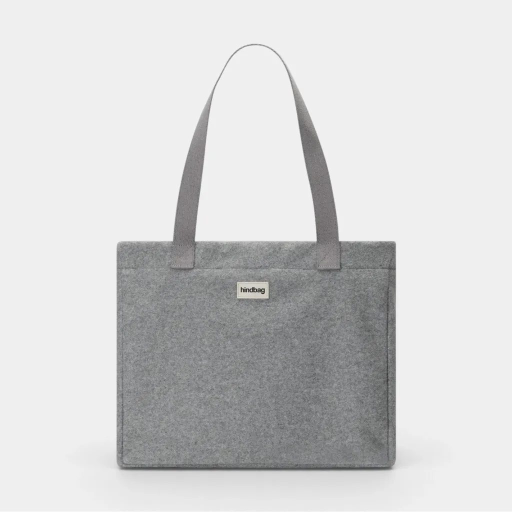 [HIND-7HINDCLAUDE_LAINE_GR_EB] Sac cabas 'Claude' – Effet lainé gris – Hindbag