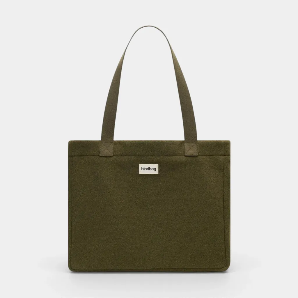 [HIND-7HINDCLAUDE_LAINE_KHA_EB] Sac cabas 'Claude' – Effet lainé kaki – Hindbag