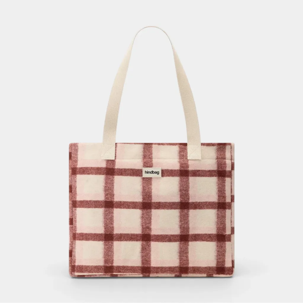 [HIND-7HINDCLAUDE_TARTAN_ROSE_EB] Sac cabas 'Claude' – Tartan rose – Hindbag