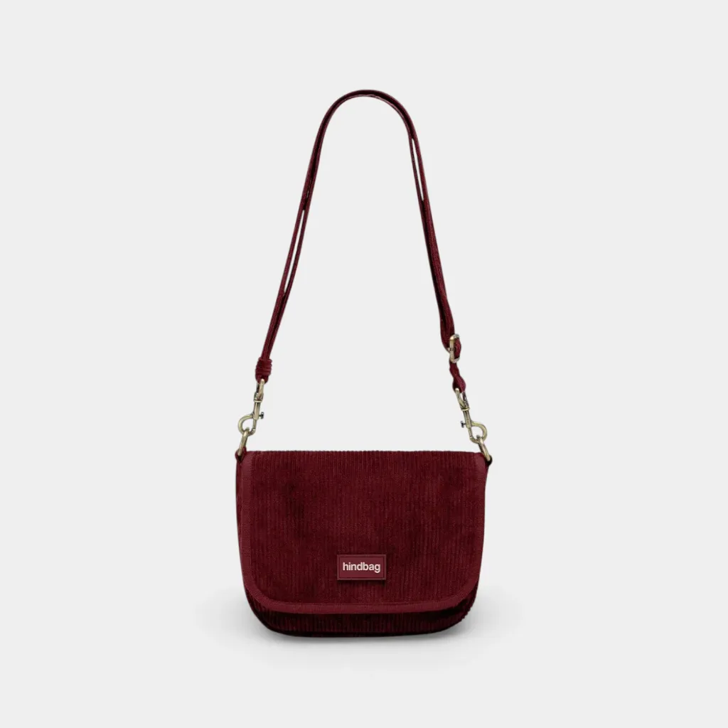 [HIND-7HINDMARGAULT_VEL_BDX_ETST] Sac à main 'Margault' – Velours bordeaux – Hindbag