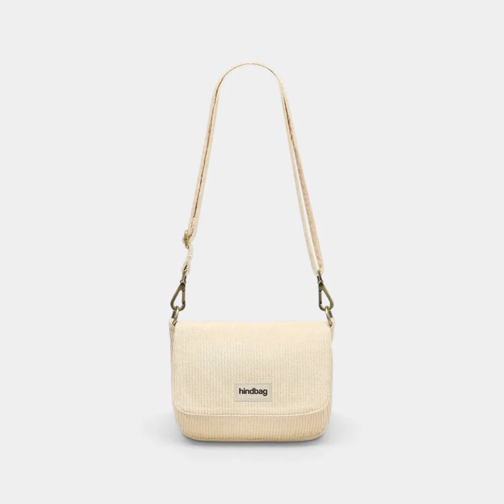 [HIND-7HINDMARGAULT_VEL_CR_EB] Sac à main 'Margault' – Velours crème – Hindbag