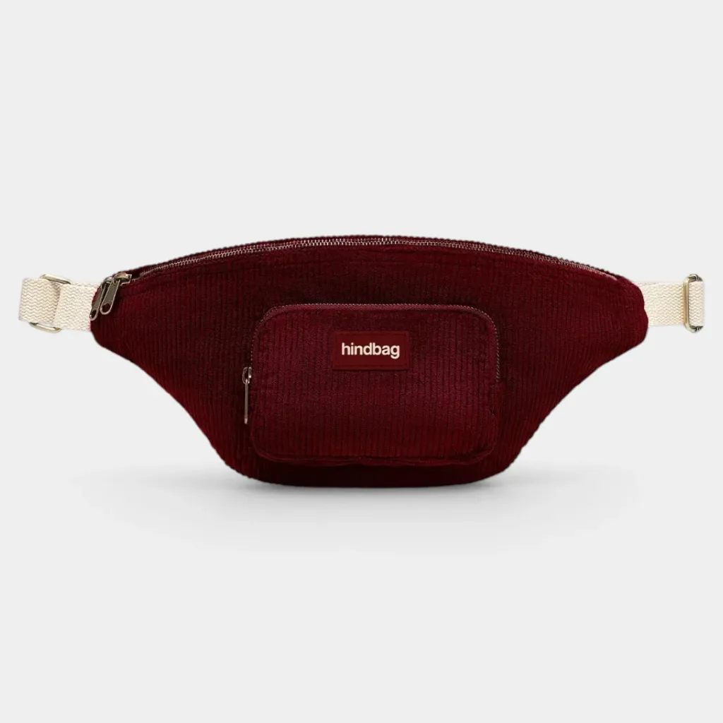 [HIND-7HINDSOFIA_VEL_BDX_ETST] Sac banane XL 'Sofia' – Velours bordeaux – Hindbag