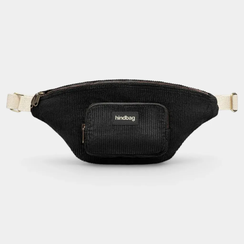 [HIND-7HINDSOFIA_VEL_N_ETST] Sac banane XL 'Sofia' – Velours noir – Hindbag