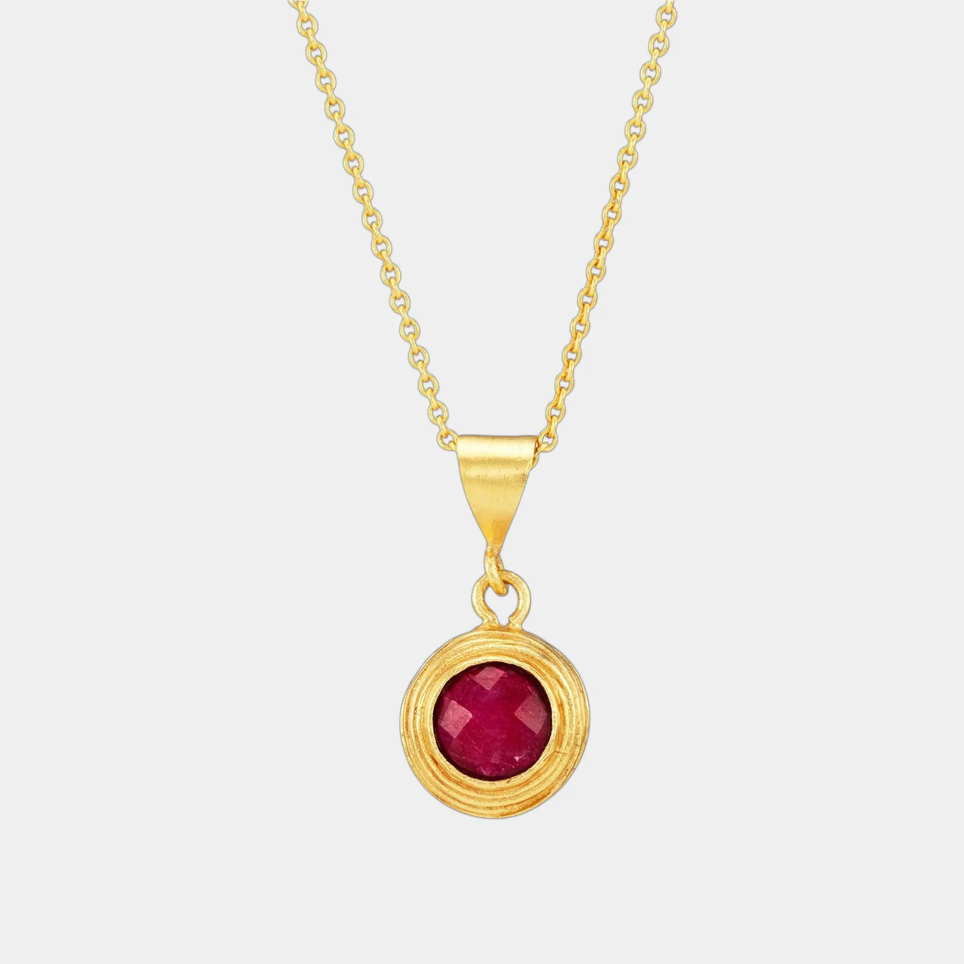 [TCS-IFN247I] Collier – Laiton plaqué or – Jade rouge – The Craftshop