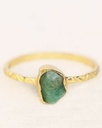 [MUJA-4339-GB-15-052] MAI Argent Plaqué Or & Emeraude (52) [Bague]