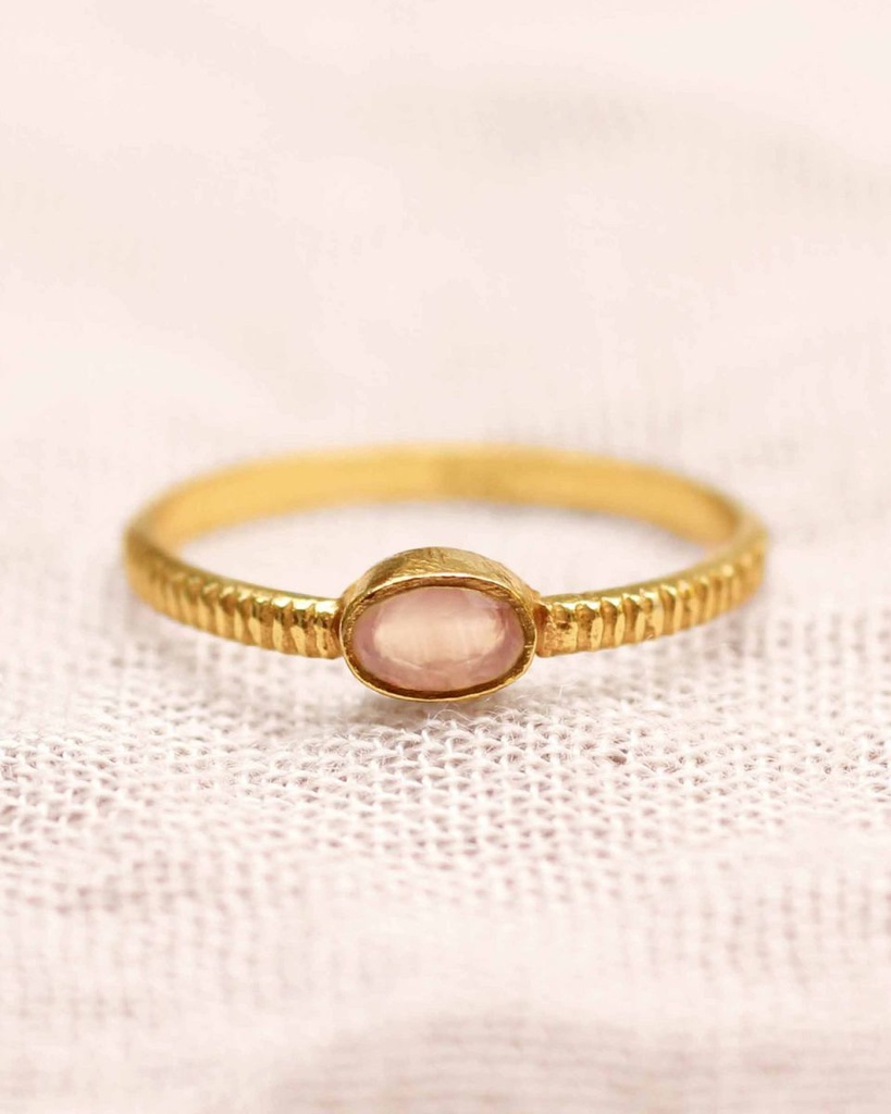 OVAL Argent Plaqué Or & Quartz Rose (54) - Muja Juma