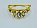 CHANDELIER Argent Plaqué Or, Topaze bleu & Prehnite (54) [Bague]