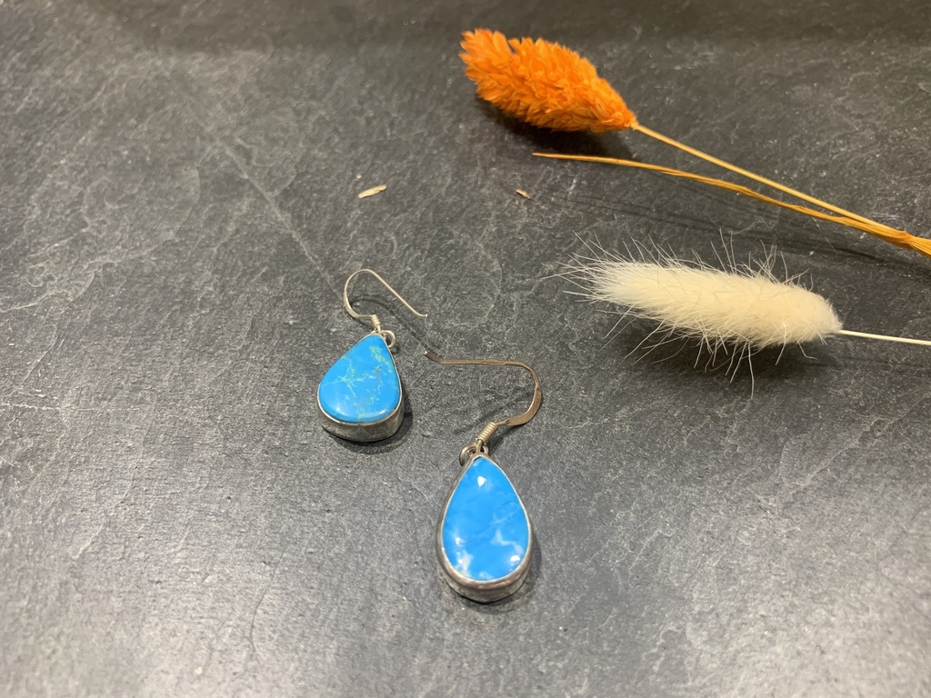 [BOAR-0072-1-7,1-4] Boucles d'Oreilles Argent 925 & Turquoise [0072]