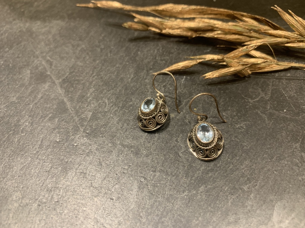 [BOAR-0093-1-6,1-2,5] Boucles d'Oreilles Argent 925 Pierres Naturelles [0093]