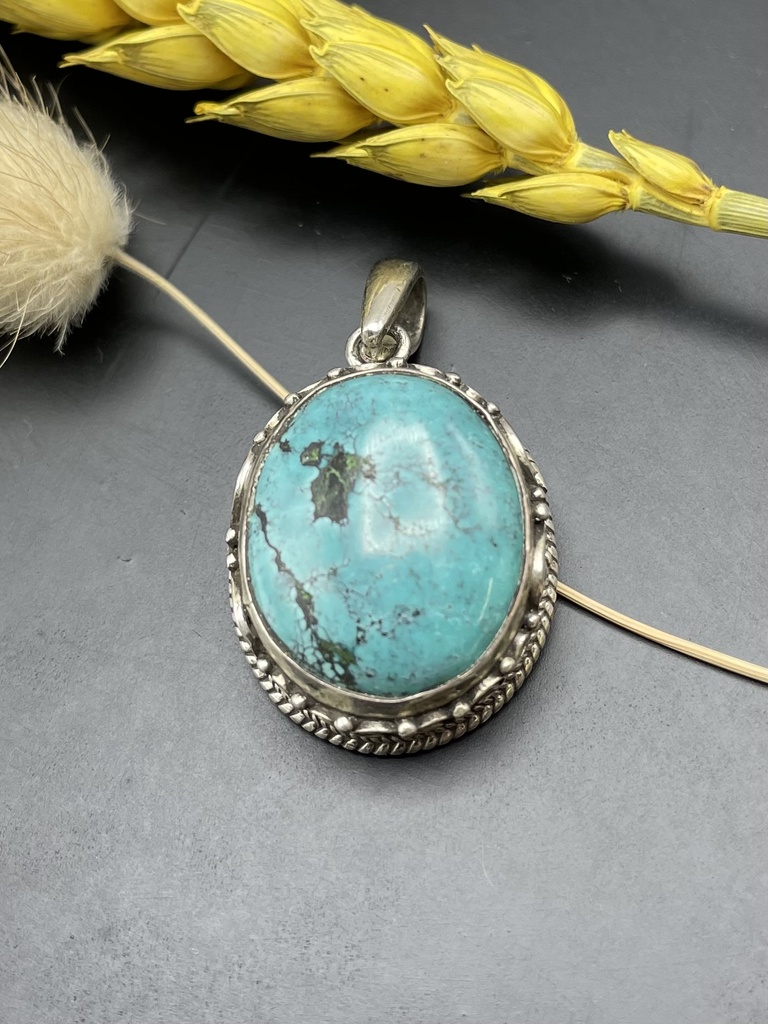 [PEAR-0004-1-12,8-2,5] Pendentif Argent 925 & Turquoise [0004]