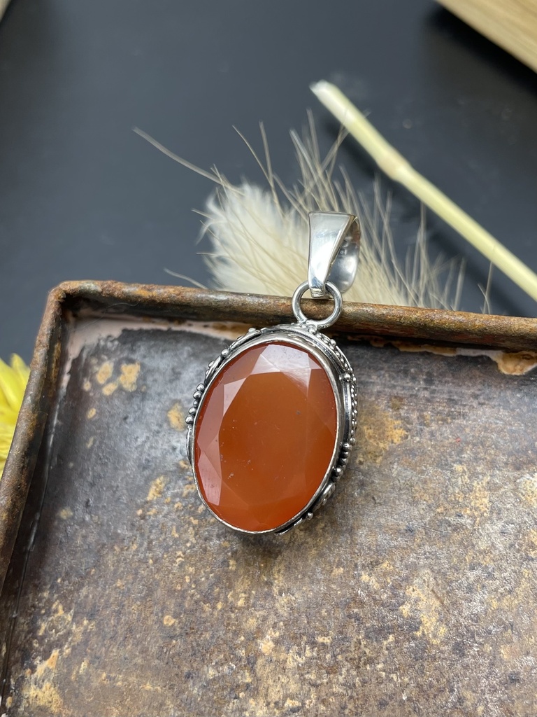[PEAR-0013-1-6,5-3,5] Pendentif Argent 925 & Cornaline [0013]