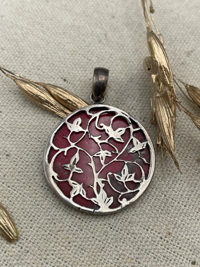 [PEAR-0022-1-5,6-3,5] Pendentif Argent 925 & Corail & Résine [0022]