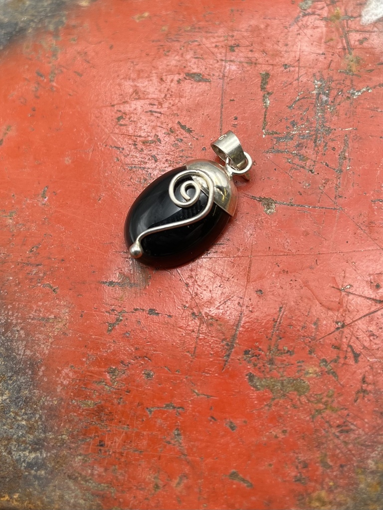 [PEAR-0072-1-1,2-2] Pendentif Argent 925 & Onyx [0072]