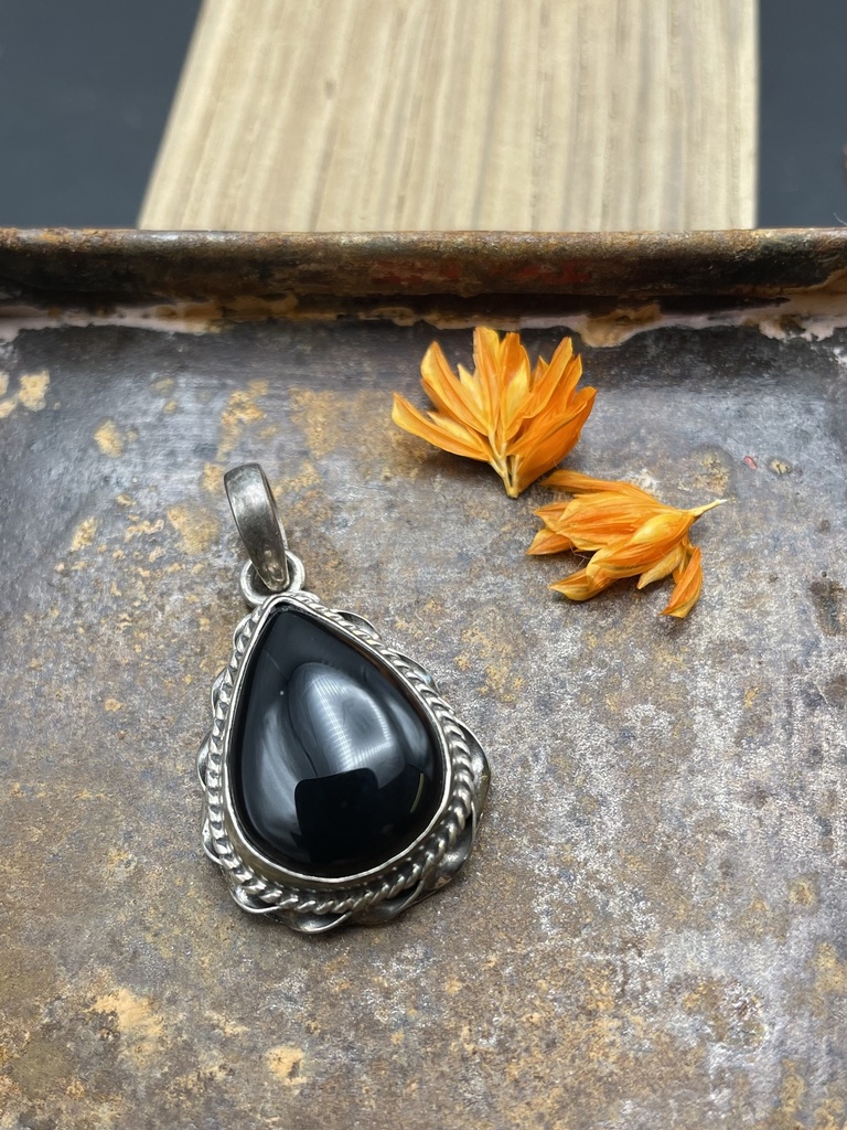 [PEAR-0073-1-6,1-3] Pendentif Argent 925 & Onyx [0073]