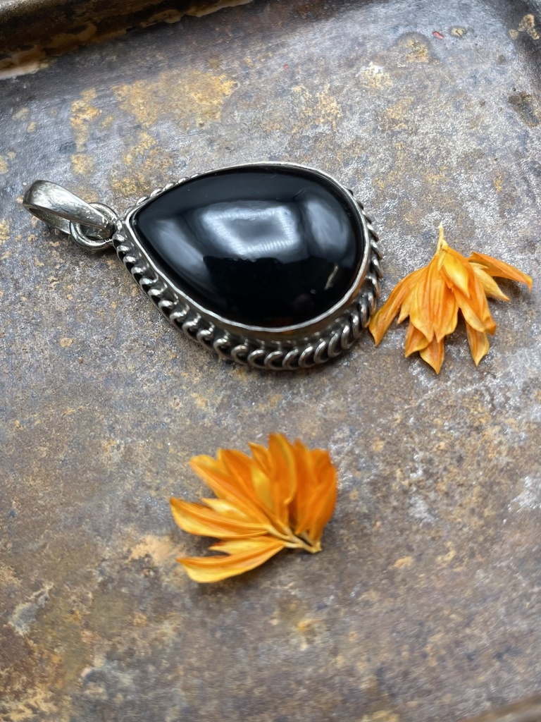 [PEAR-0074-1-7,9-3] Pendentif Argent 925 & Onyx [0074]