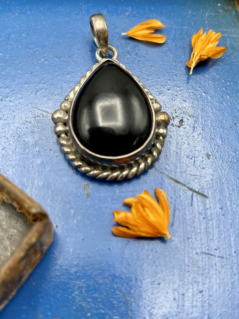 [PEAR-0075-1-7,8-3] Pendentif Argent 925 & Onyx [0075]