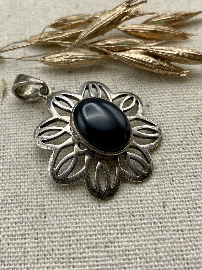 [PEAR-0078-1-6,8-4] Pendentif Argent 925 & Onyx [0078]