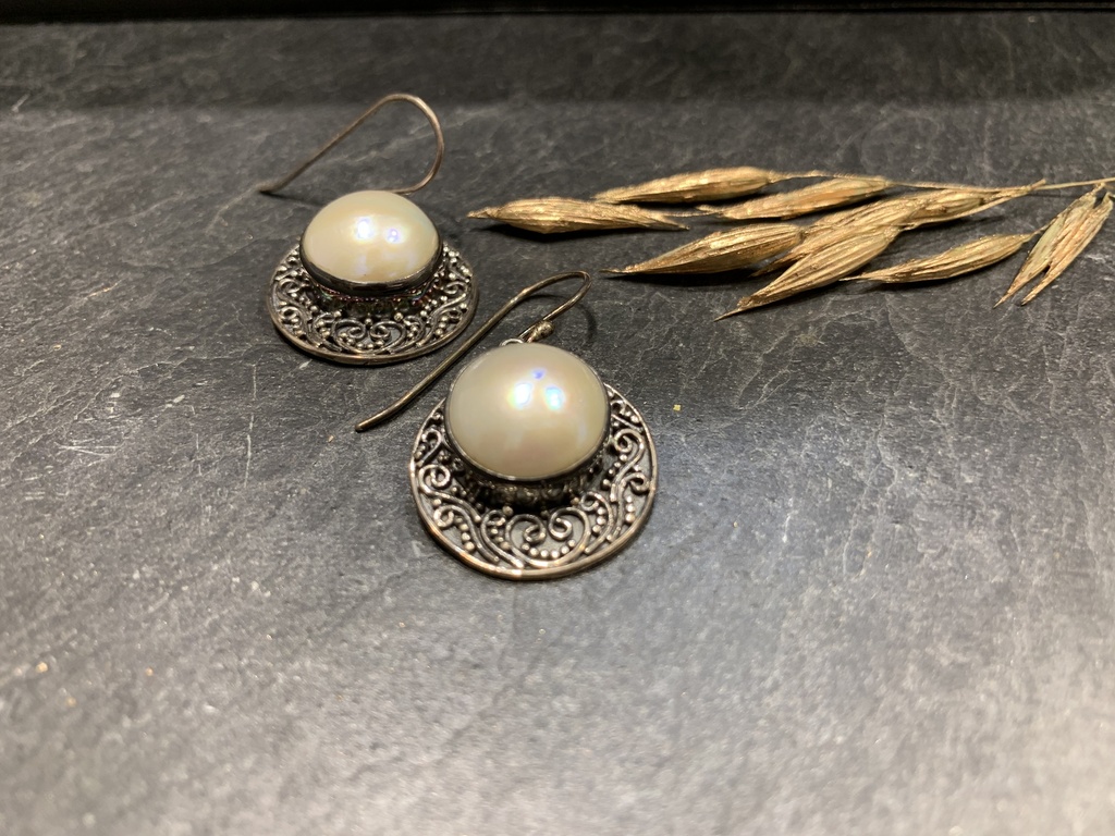 [BOAR-0124-1-7,9-3] Boucle d'Oreille Argent 925 & Perle de culture [0124]