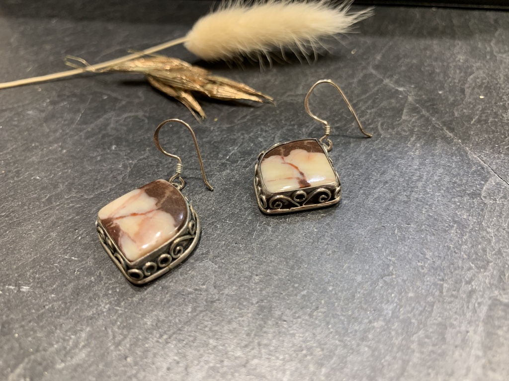 [BOAR-0169-1-14-3,5] Boucle d'Oreille Argent 925 & Pierre naturelle [0169]